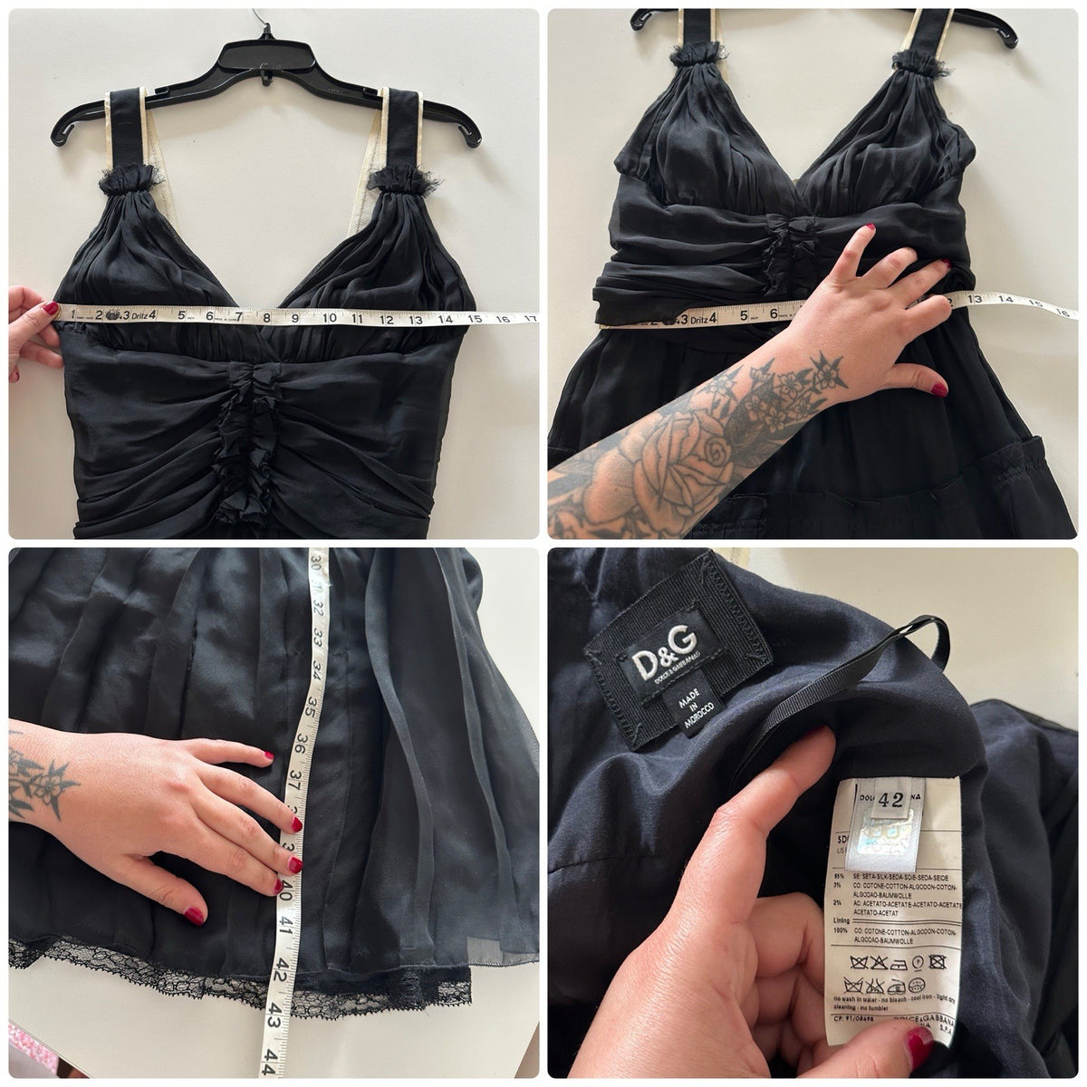 Dolce & Gabbana Vintage Black Silk Pleated Dress, IT 42