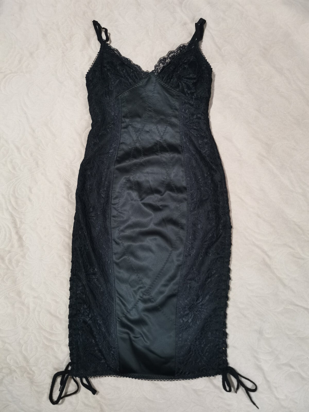 Dolce & Gabbana Lace-Up Bustier Dress in Black Satin