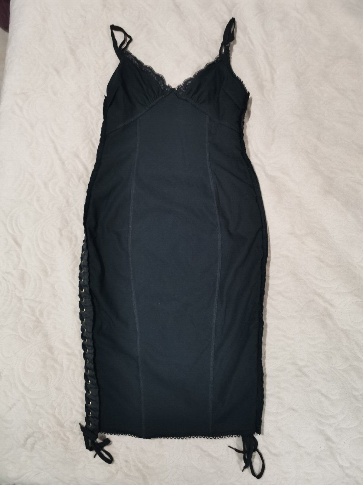 Dolce & Gabbana Lace-Up Bustier Dress in Black Satin