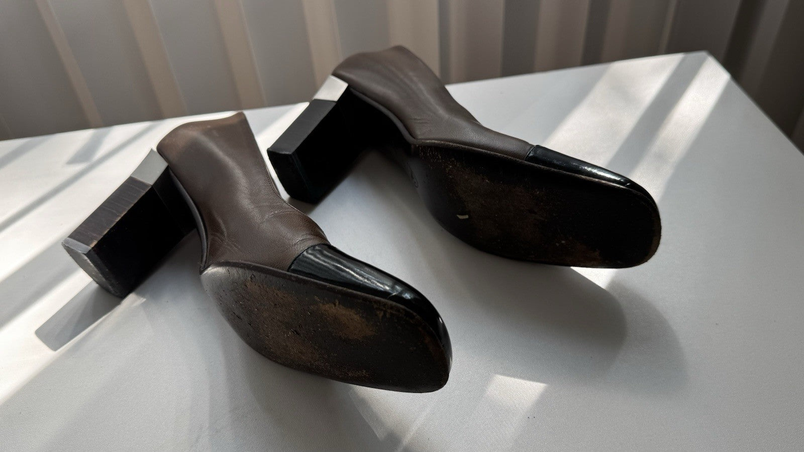 Chanel Two-Tone Metallic Silver and Brown Leather Cap Toe Pumps