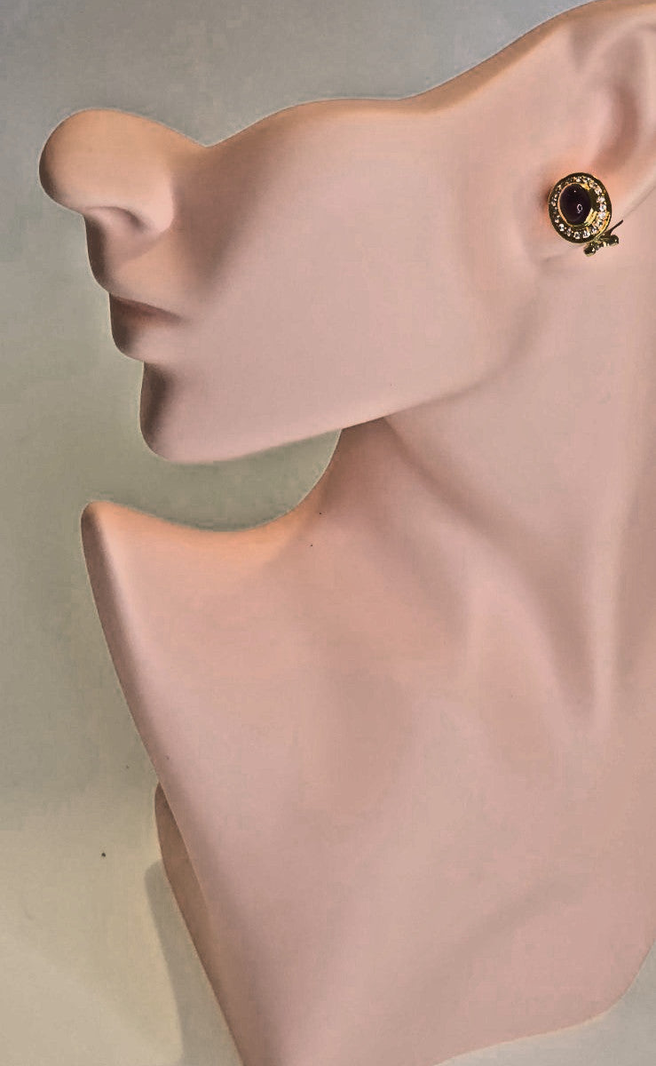 18K Amethyst and Diamond Vintage Earrings