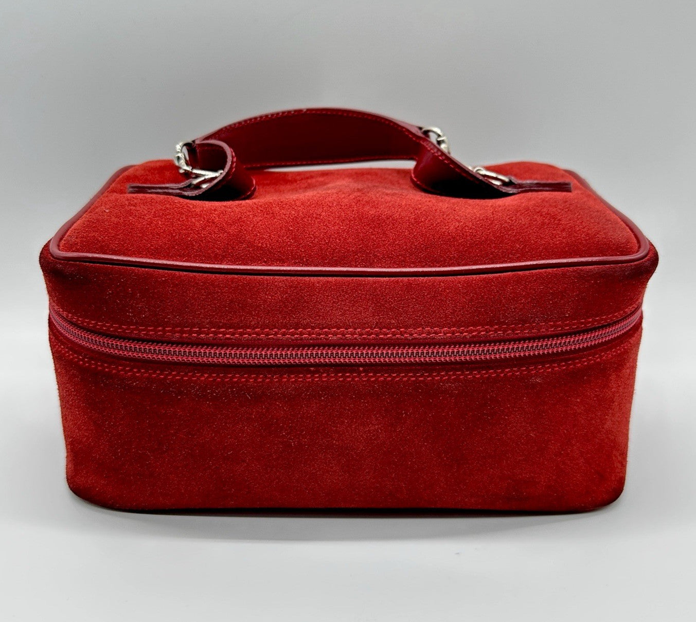 Gucci Horsebit Vanity Case in Red Suede