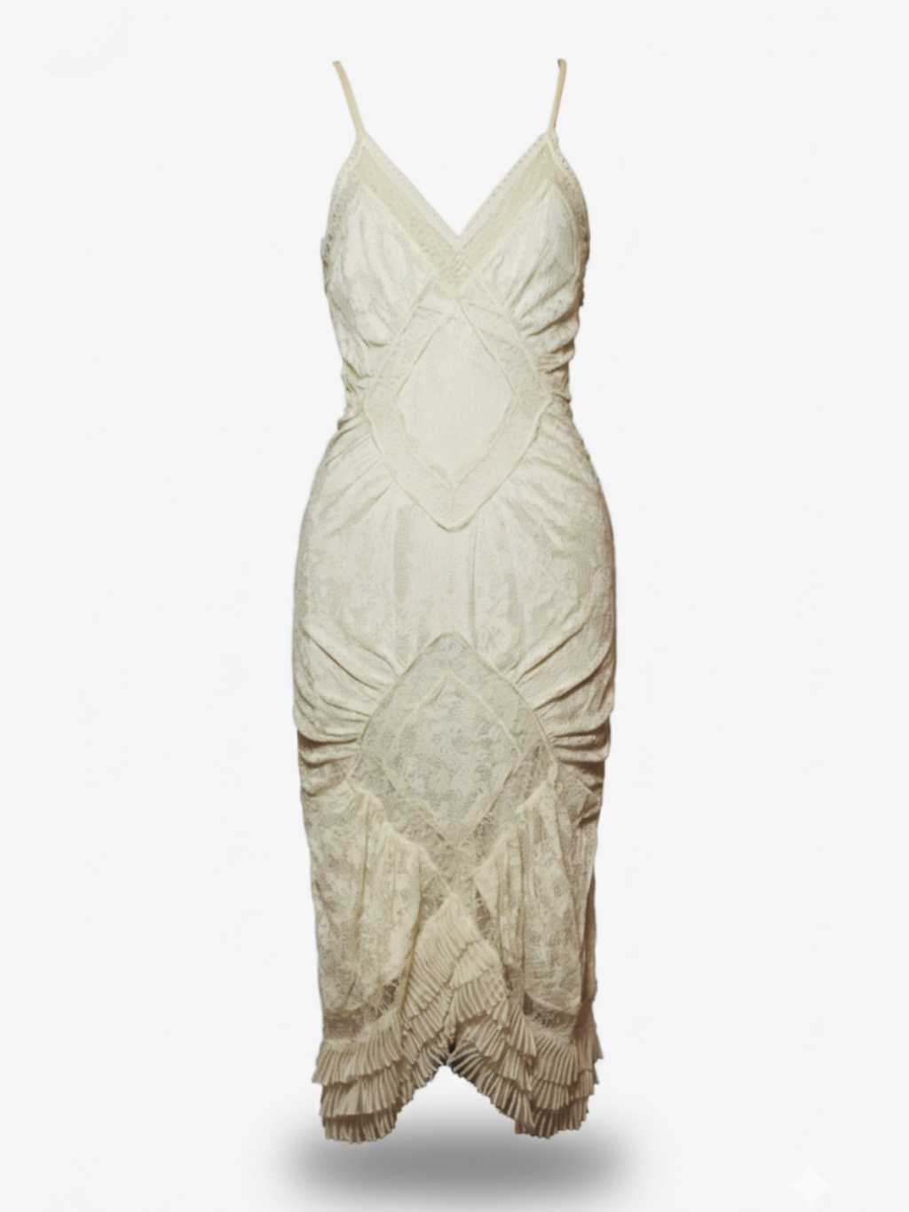 2005 Christian Dior by John Galliano Sheer Ivory Lace Dress
