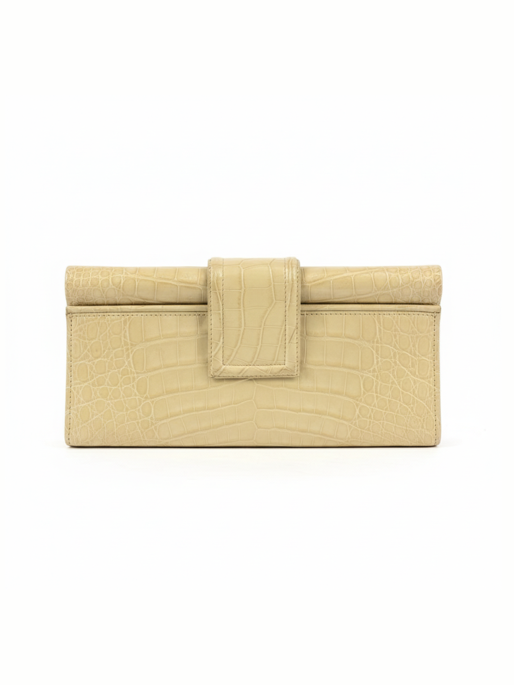 Nancy Gonzalez Beige Crocodile Leather Clutch Handbag