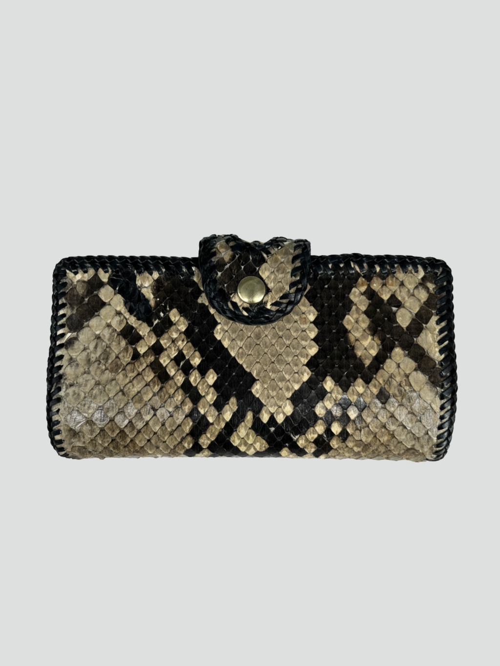Vintage Handmade Python Skin Clutch Wallet with Pen Holder