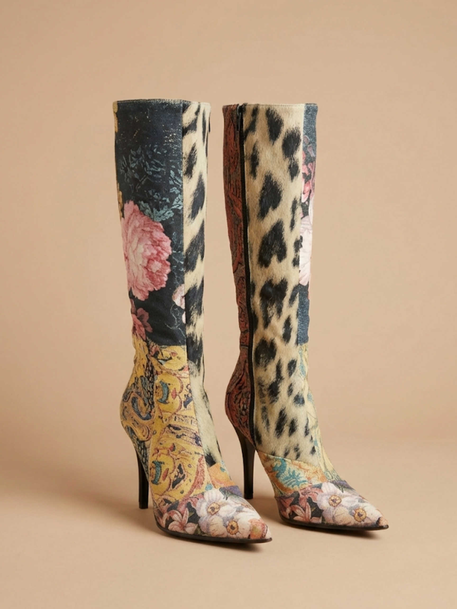 Vintage Roberto Cavalli Patchwork Stiletto Heel Boots