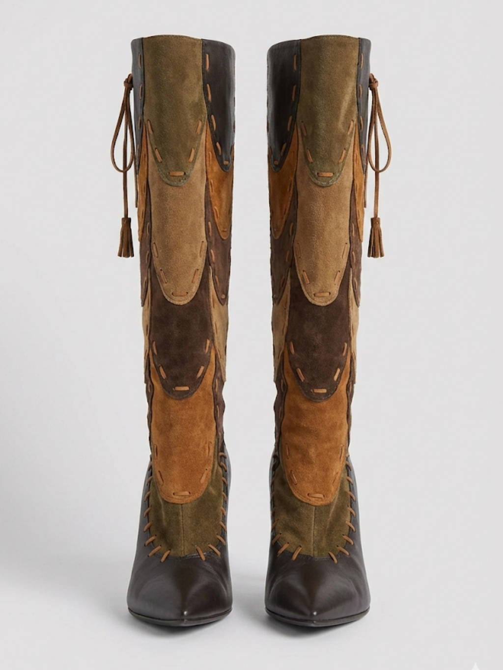 Vintage Roberto Cavalli Y2K Patchwork Leather & Suede Boots