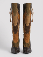 Vintage Roberto Cavalli Y2K Patchwork Leather & Suede Boots