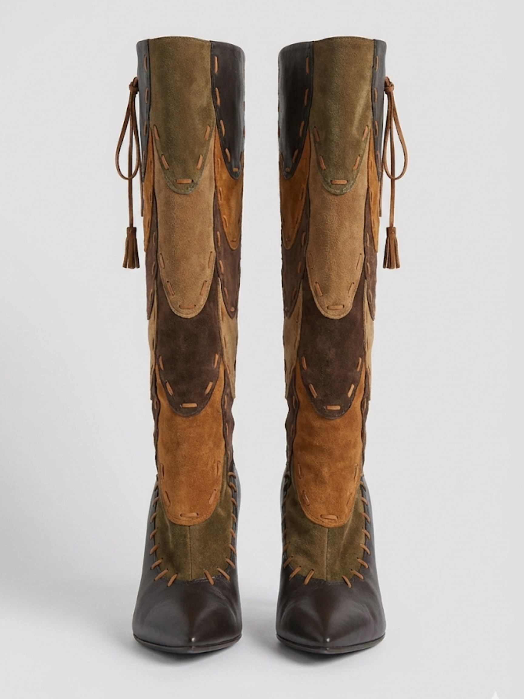 Vintage Roberto Cavalli Y2K Patchwork Leather & Suede Boots