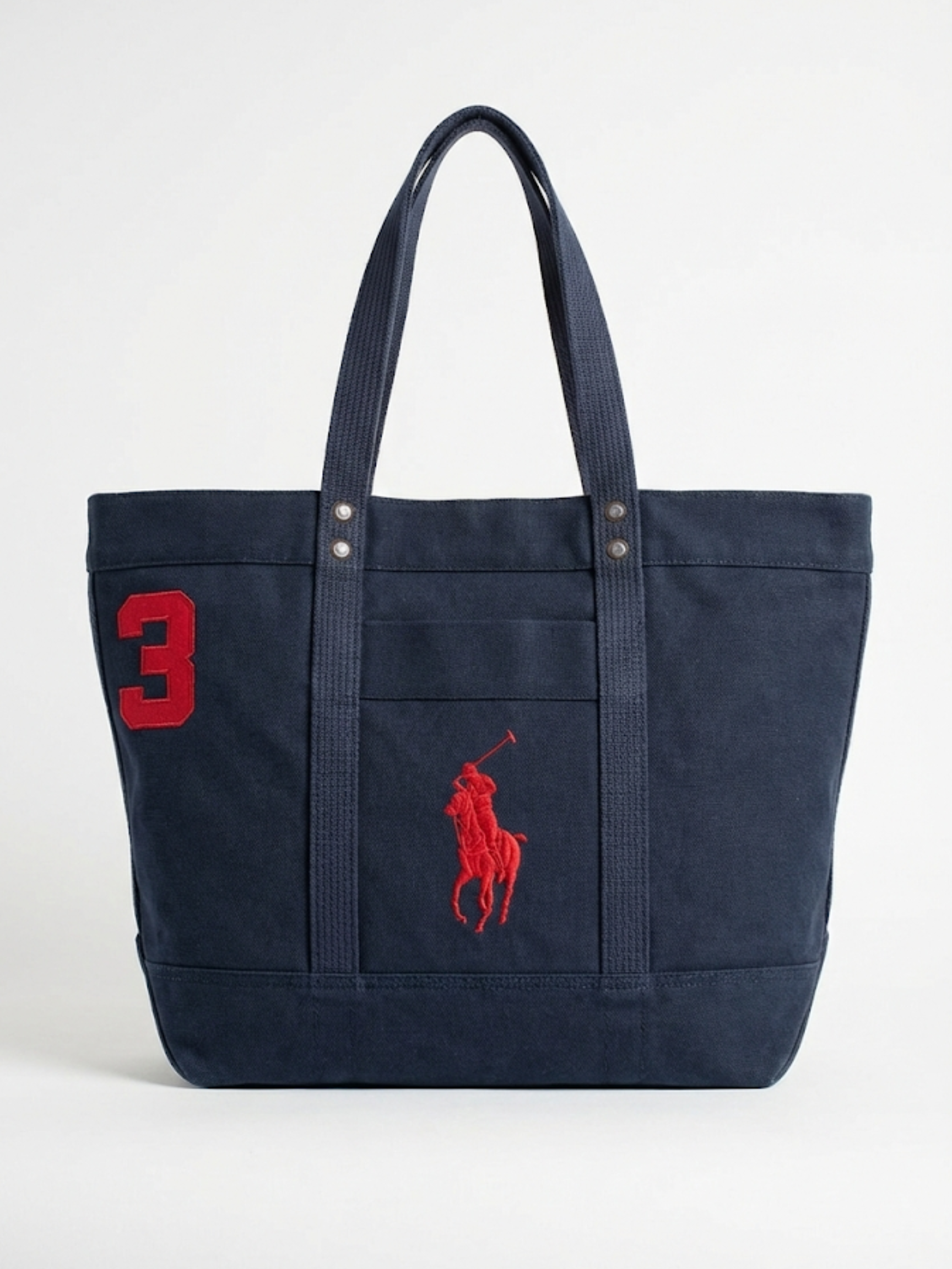 Polo Ralph Lauren Rare Vintage Large Pony Tote — Navy Canvas Zip Bag