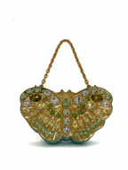 Judith Leiber Swarovski Crystal Celestrina Gold Butterfly Minaudière Clutch