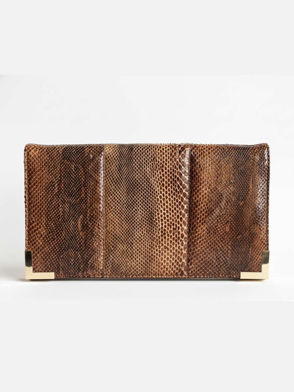 Vintage Python & Leather Clutch Purse with Strap — Argentina-Made Exotic Bag