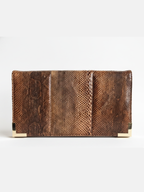 Vintage Python & Leather Clutch Purse with Strap — Argentina-Made Exotic Bag
