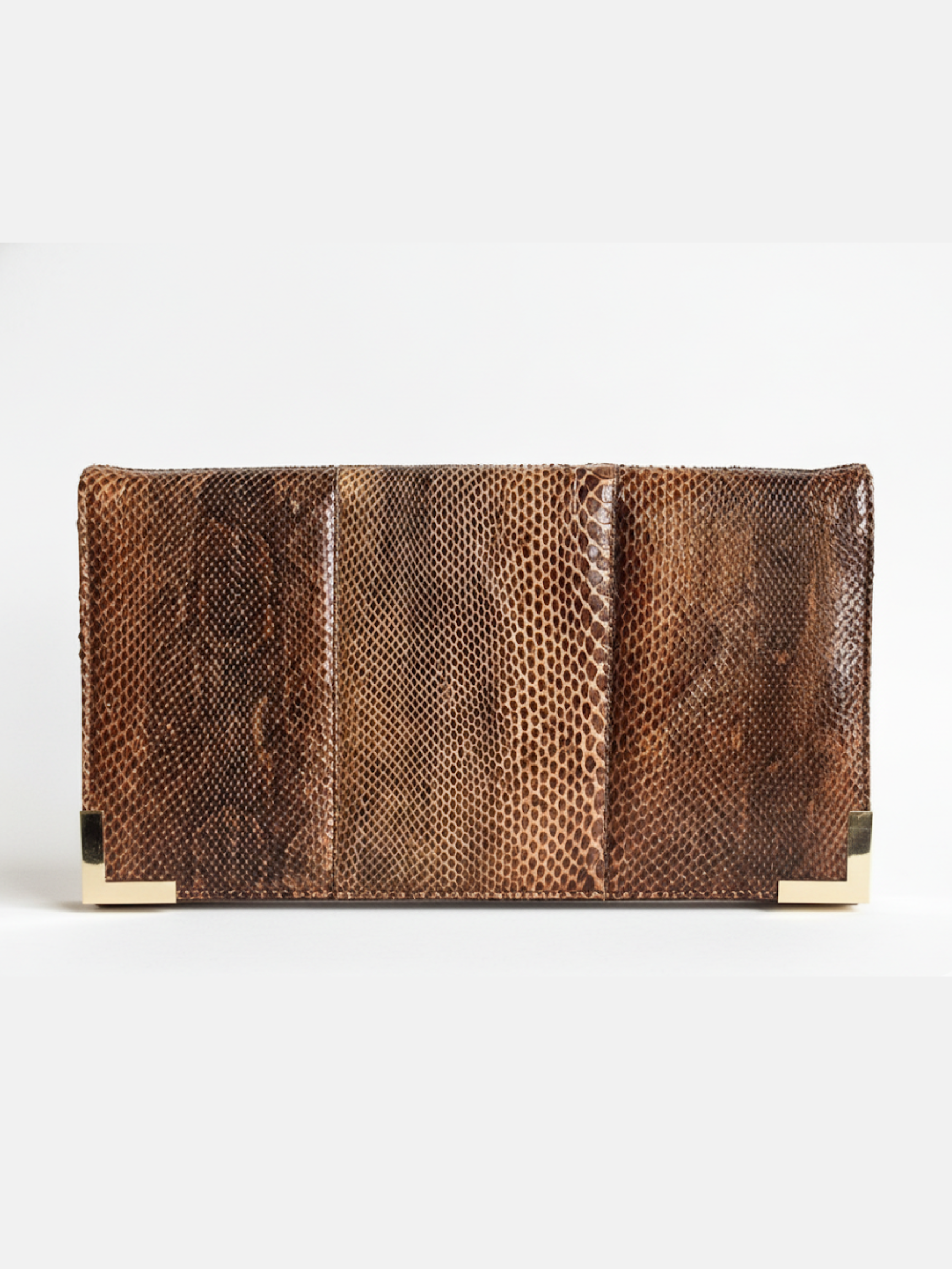 Vintage Python & Leather Clutch Purse with Strap — Argentina-Made Exotic Bag