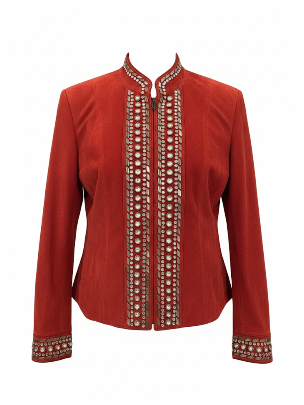 Double D Ranch Embellished Red Leather Western Jacket