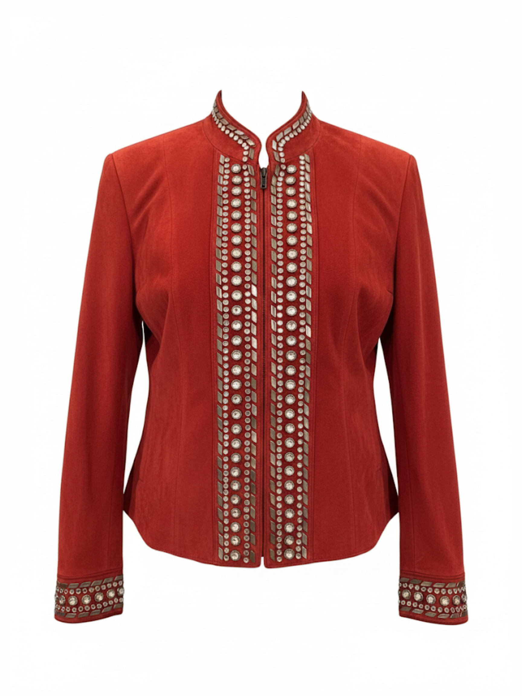 Double D Ranch Embellished Red Leather Western Jacket