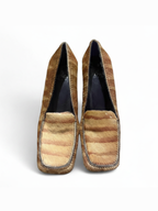 Vintage Fendi Pony Hair Square-Toe Block Heel Shoes