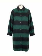 Vintage Geoffrey Beene Mohair Collar Long Sweater — Green & Black Stripe