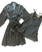 Victoria's Secret Silk Robe in Black and Tan