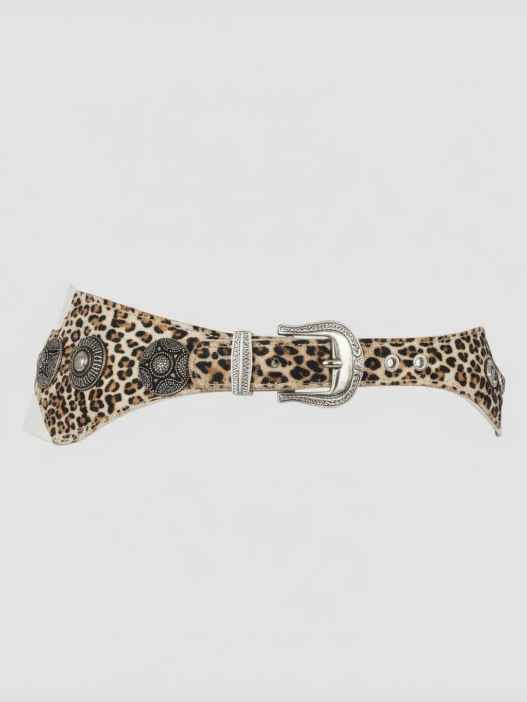 Vintage 1980s Rock & Roll Glam White Leather Pony Hair Animal Print Belt