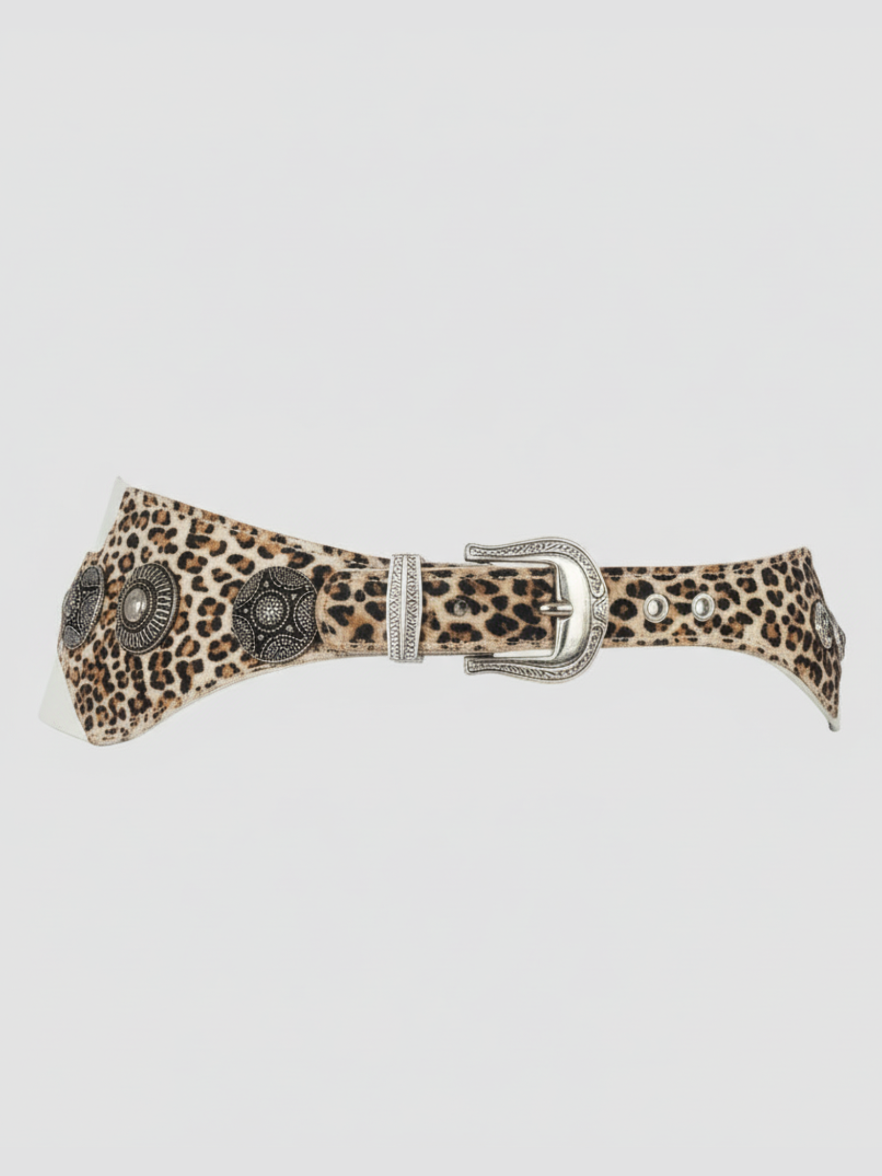 Vintage 1980s Rock & Roll Glam White Leather Pony Hair Animal Print Belt