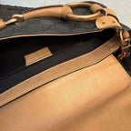 Gucci Tom Ford Era Horsebit GG Canvas Chain Clutch Shoulder Bag, Black & Beige