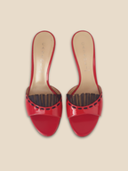 Vintage Casadei Red Patent Leather Kitten Heels Mules