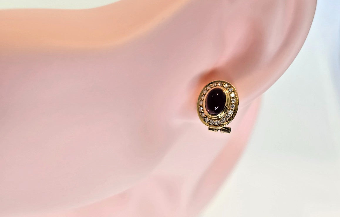 18K Amethyst and Diamond Vintage Earrings