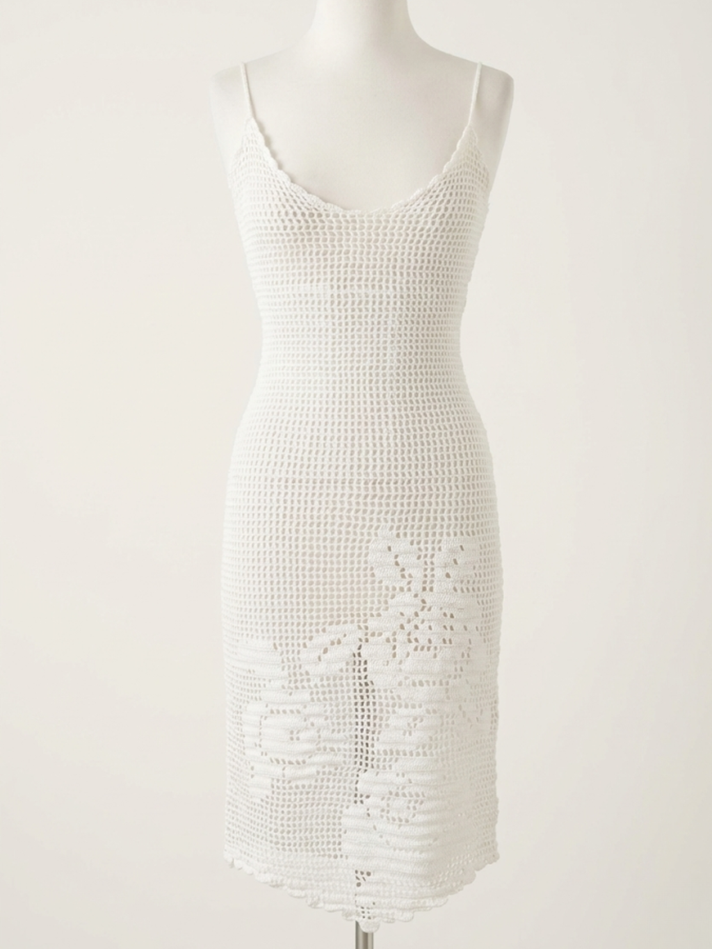 Vintage 1994 Dolce & Gabbana Sheer White Knit Dress Made in Italy