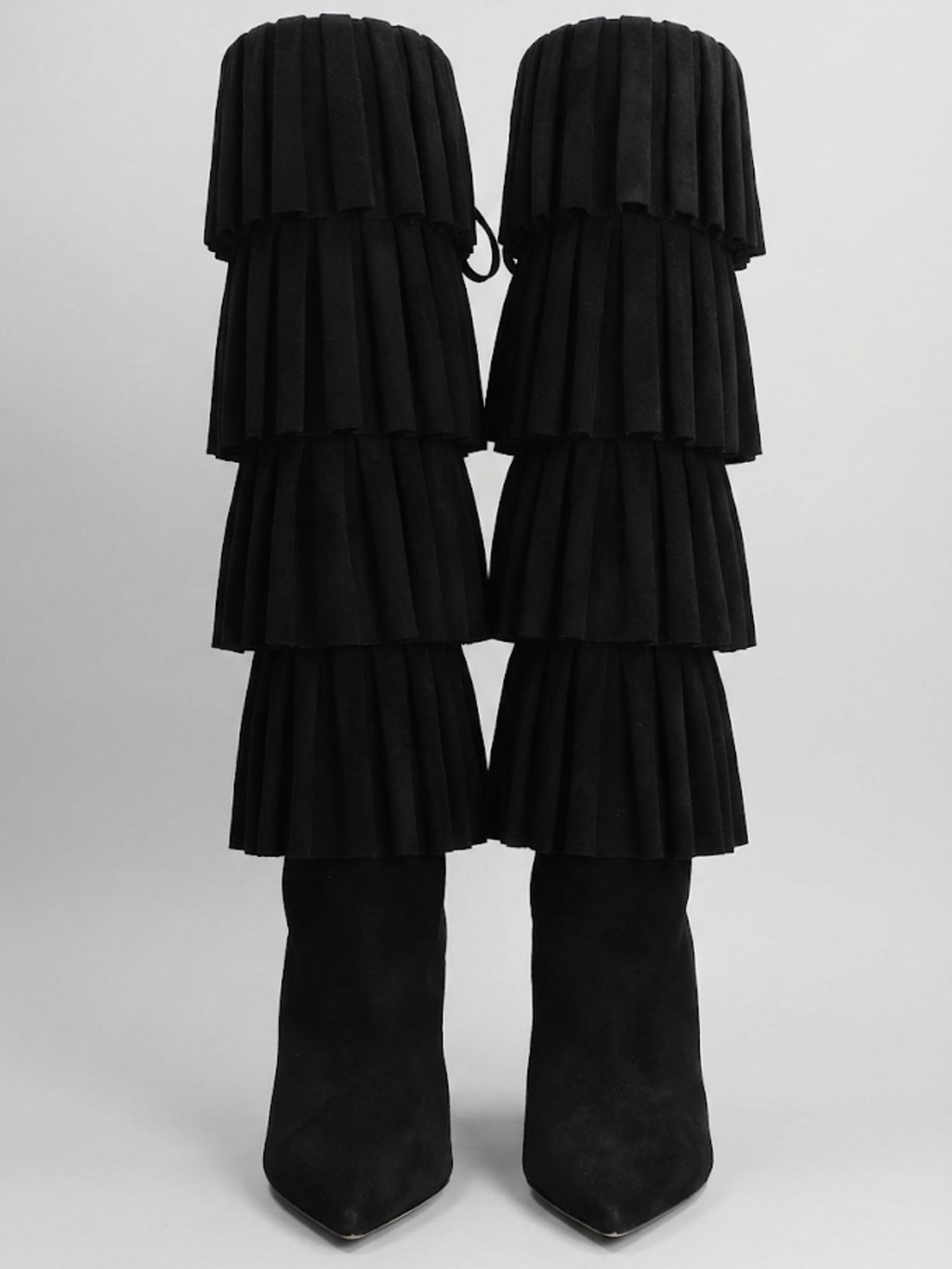 Manolo Blahnik Miralone Knee-High Black Suede Heeled Boots Brand New