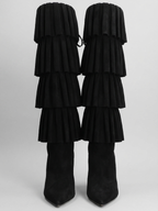 Manolo Blahnik Miralone Knee-High Black Suede Heeled Boots Brand New