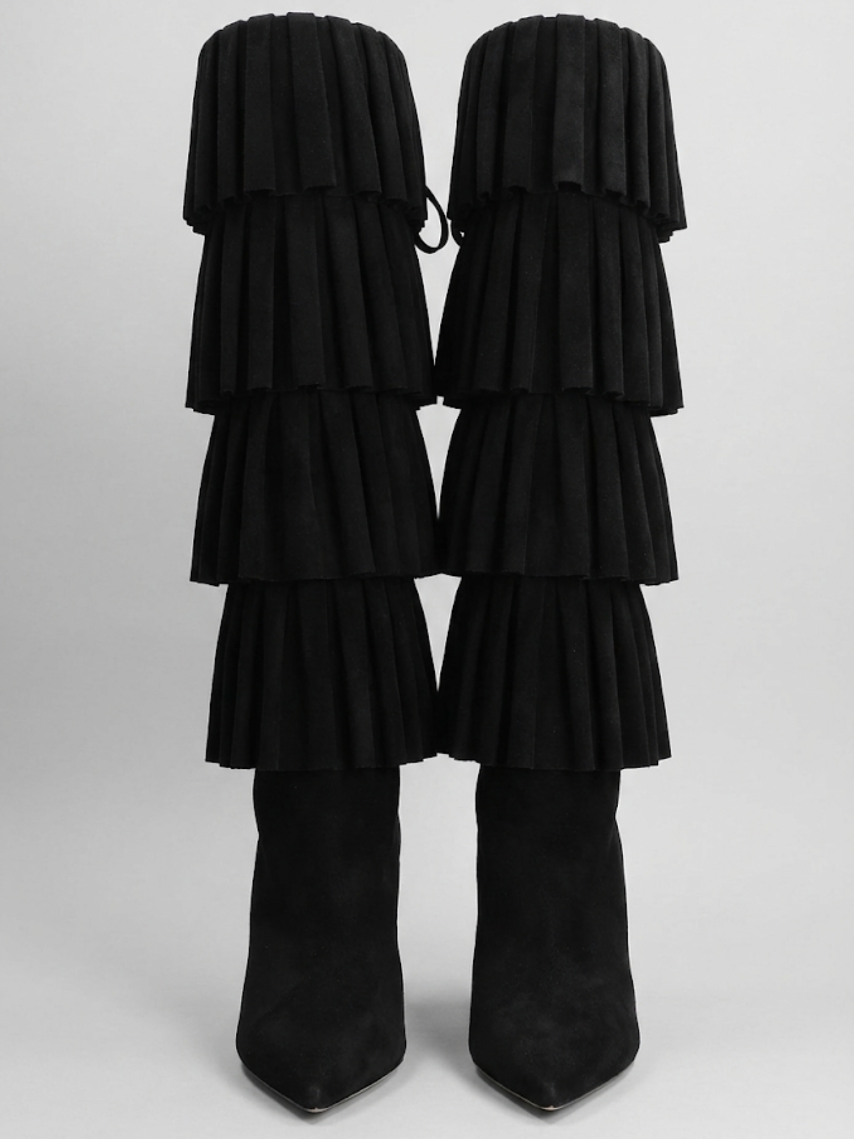 Manolo Blahnik Miralone Knee-High Black Suede Heeled Boots Brand New