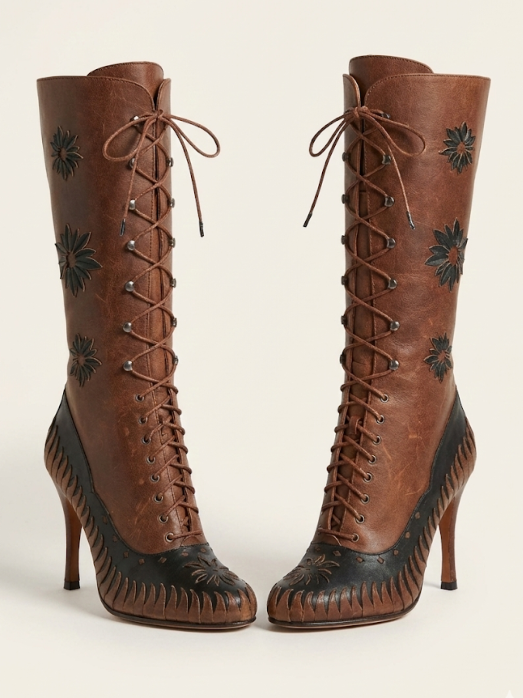 Christian Dior Fall 2000 Galliano Floral Western Heeled Boots