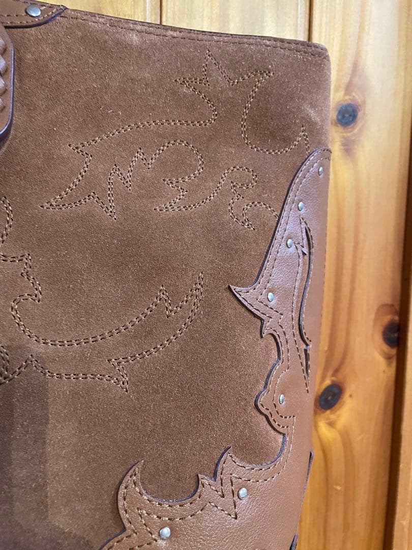 Polo Ralph Lauren Brown Suede Embroidered Tote Bag