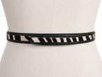 Terry Stack Italian Leather Belt in Black &amp; White Pony Hair