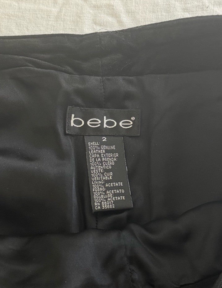 Bebe Black Suede Embellished Bootcut Flare Pants