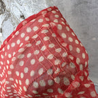 Marjone 1920s Red Silk Chiffon Polka Dot Dress