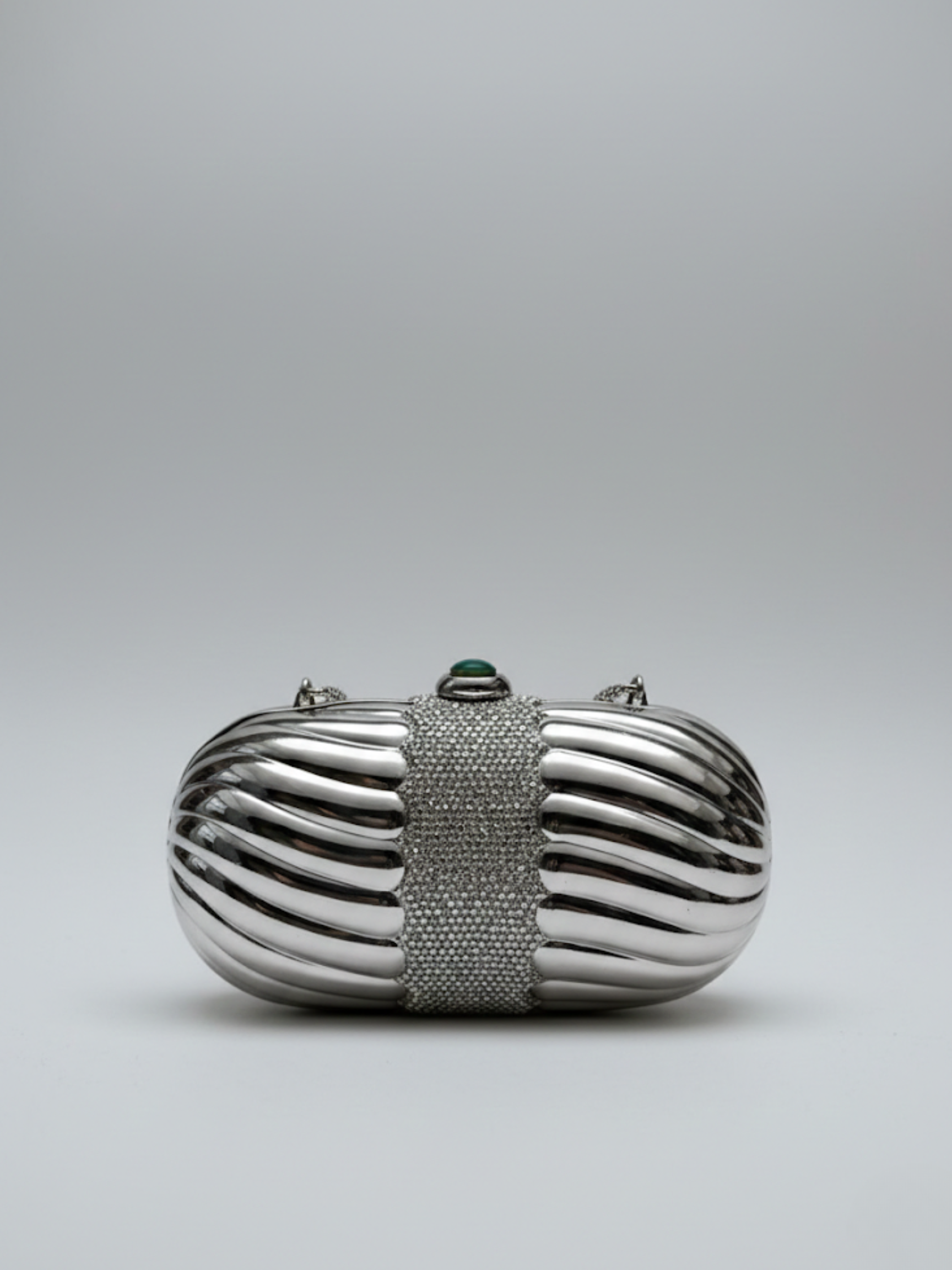 Judith Leiber Signed Circa 1960 Crystal-Encrusted Minaudière Clutch with Jewel Clasp