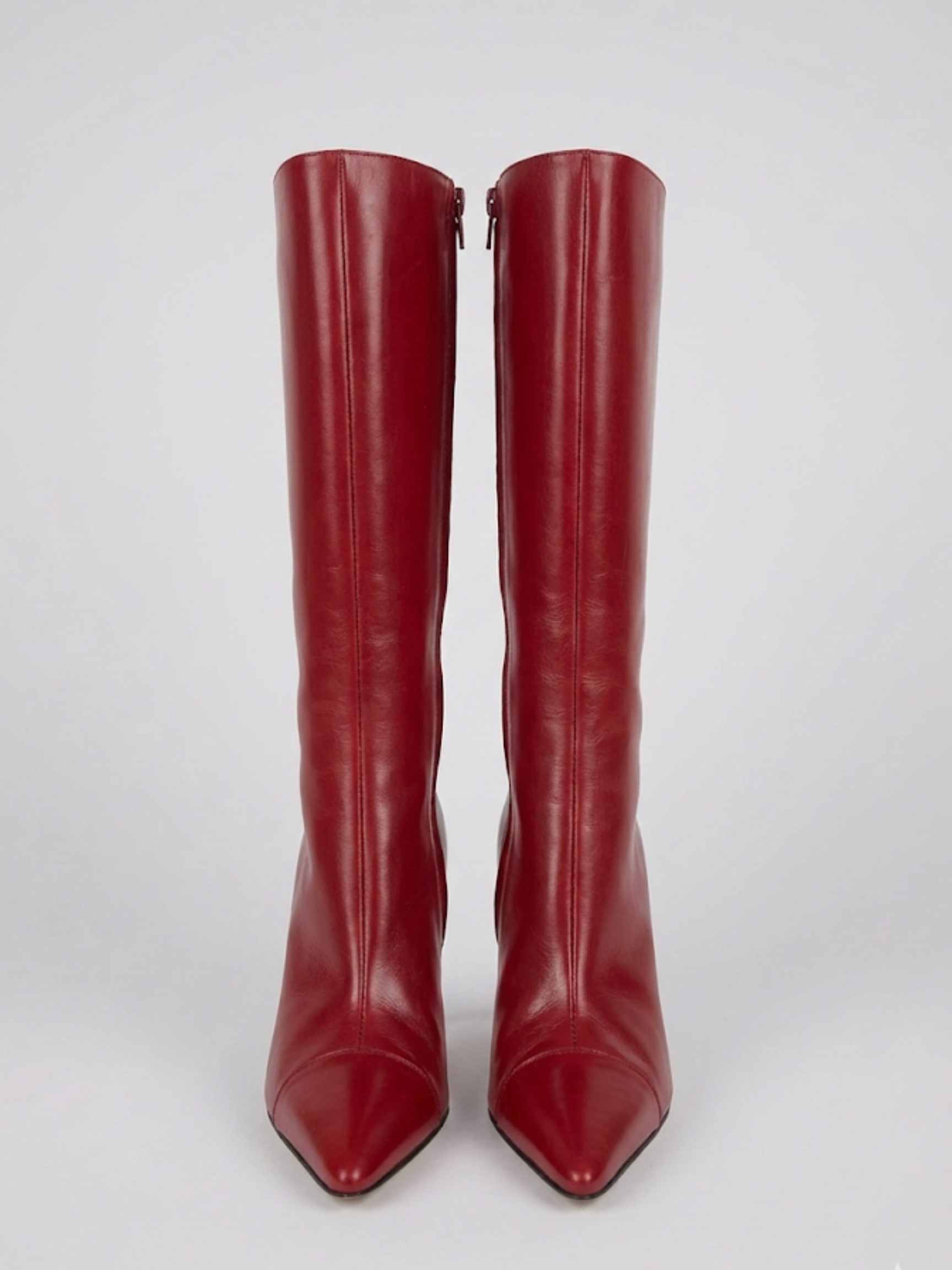 Manolo Blahnik Red Leather Lace-Up High Heel Boots