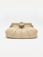 Vintage Judith Leiber Ivory Snakeskin Clutch Shoulder Bag with Mirror & Comb