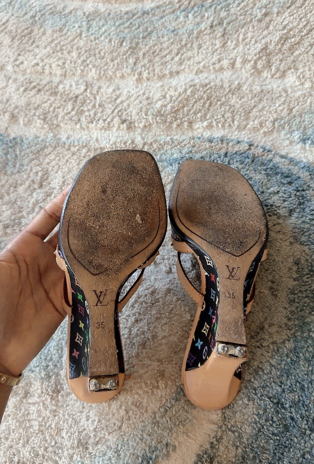 Louis Vuitton Murakami Multicolore Bow Wedges, Black Monogram