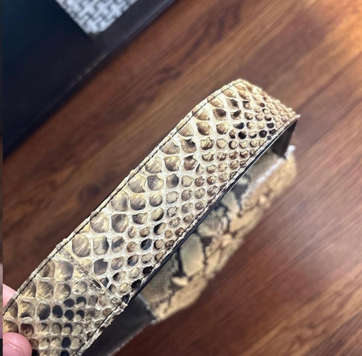 Prada Vintage Tan Brown Real Python Snake Skin Leather Shoulder Bag
