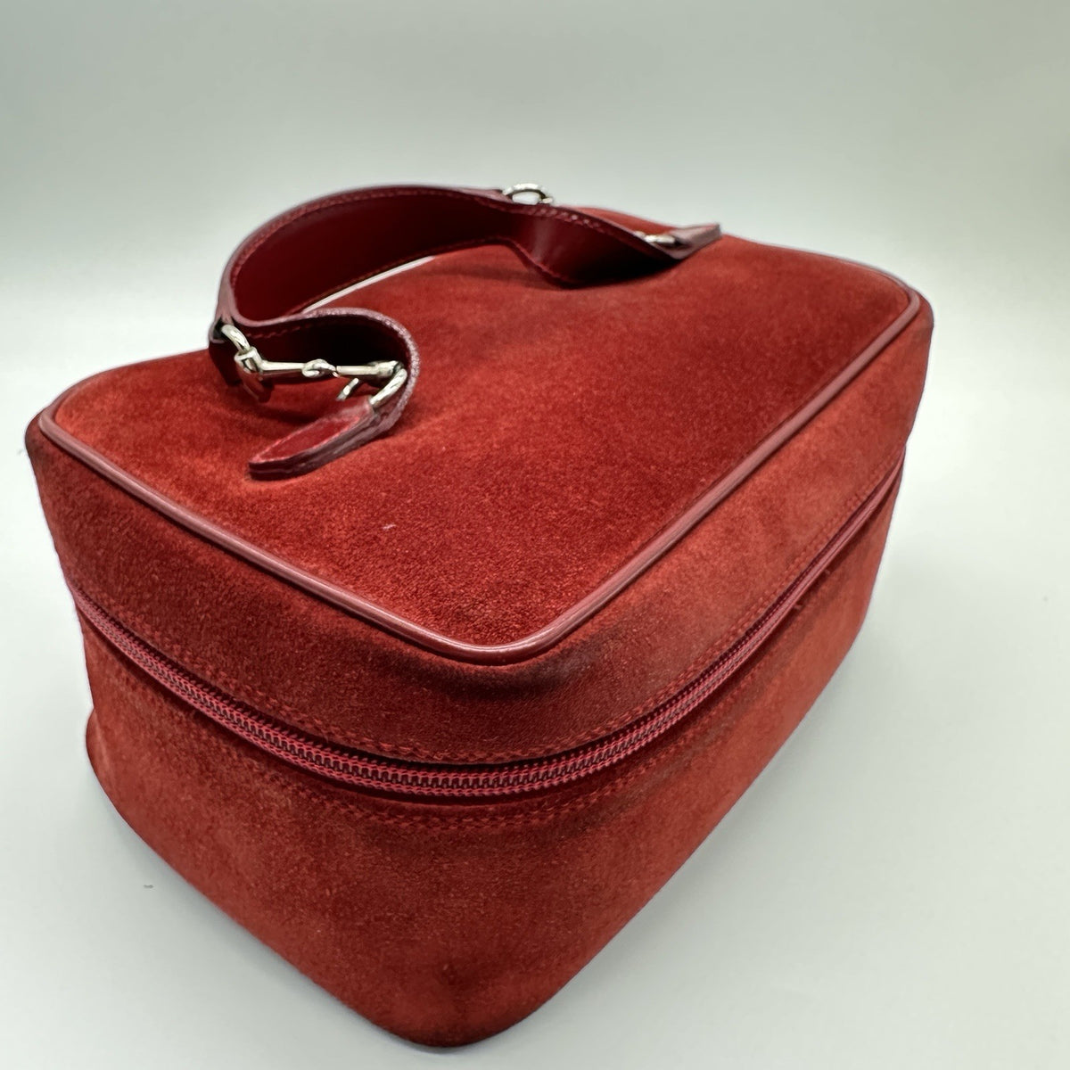 Gucci Horsebit Vanity Case in Red Suede