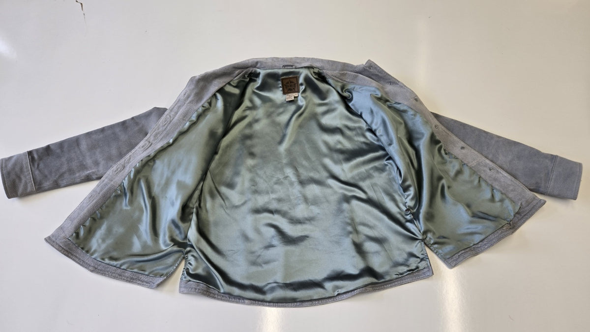 AMI Leather Suede Shirt Jacket, Pastel Blue