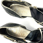 Christian Dior Galliano-Era CD Logo Buckle Heels, Black & Gold