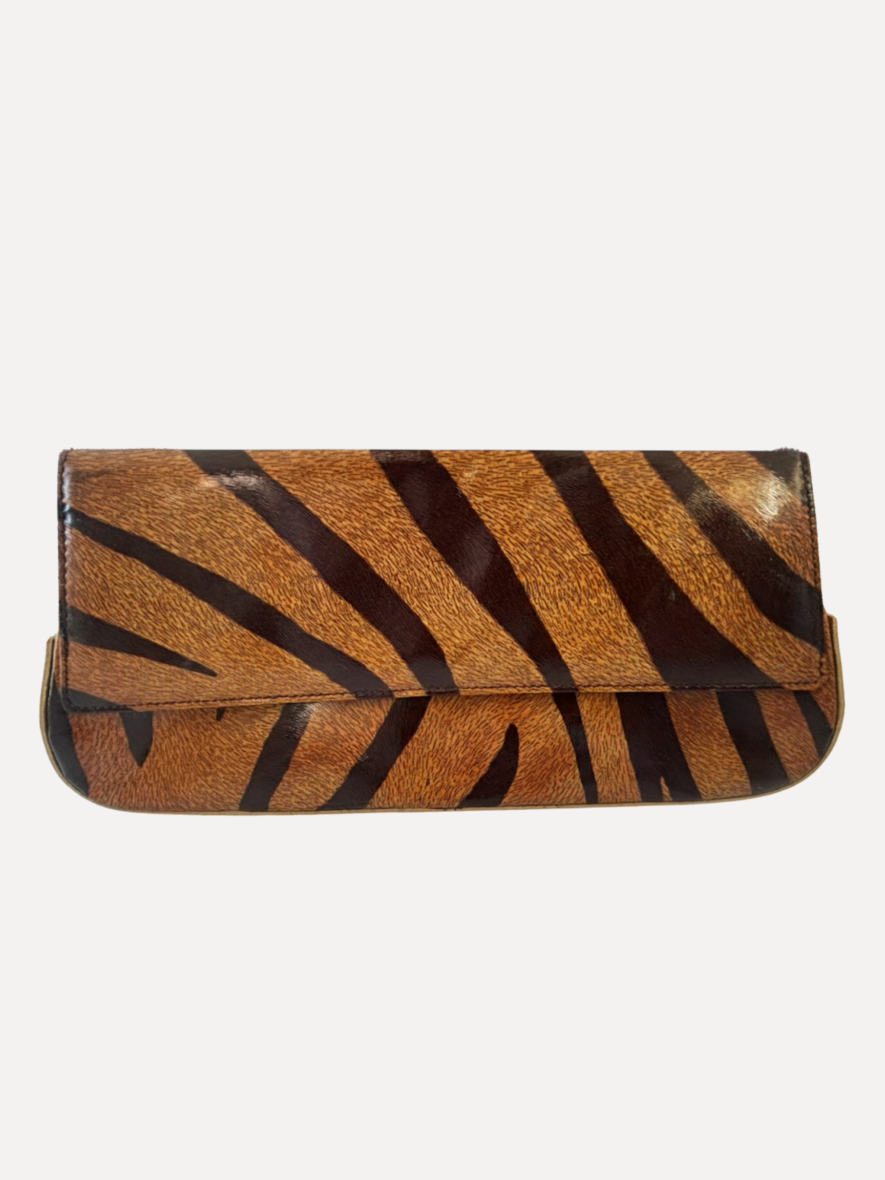 Vintage Francesco Biasia Tiger Stripe Leather Clutch — Made in Italy
