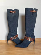 Christian Dior by John Galliano Denim Knee Boots