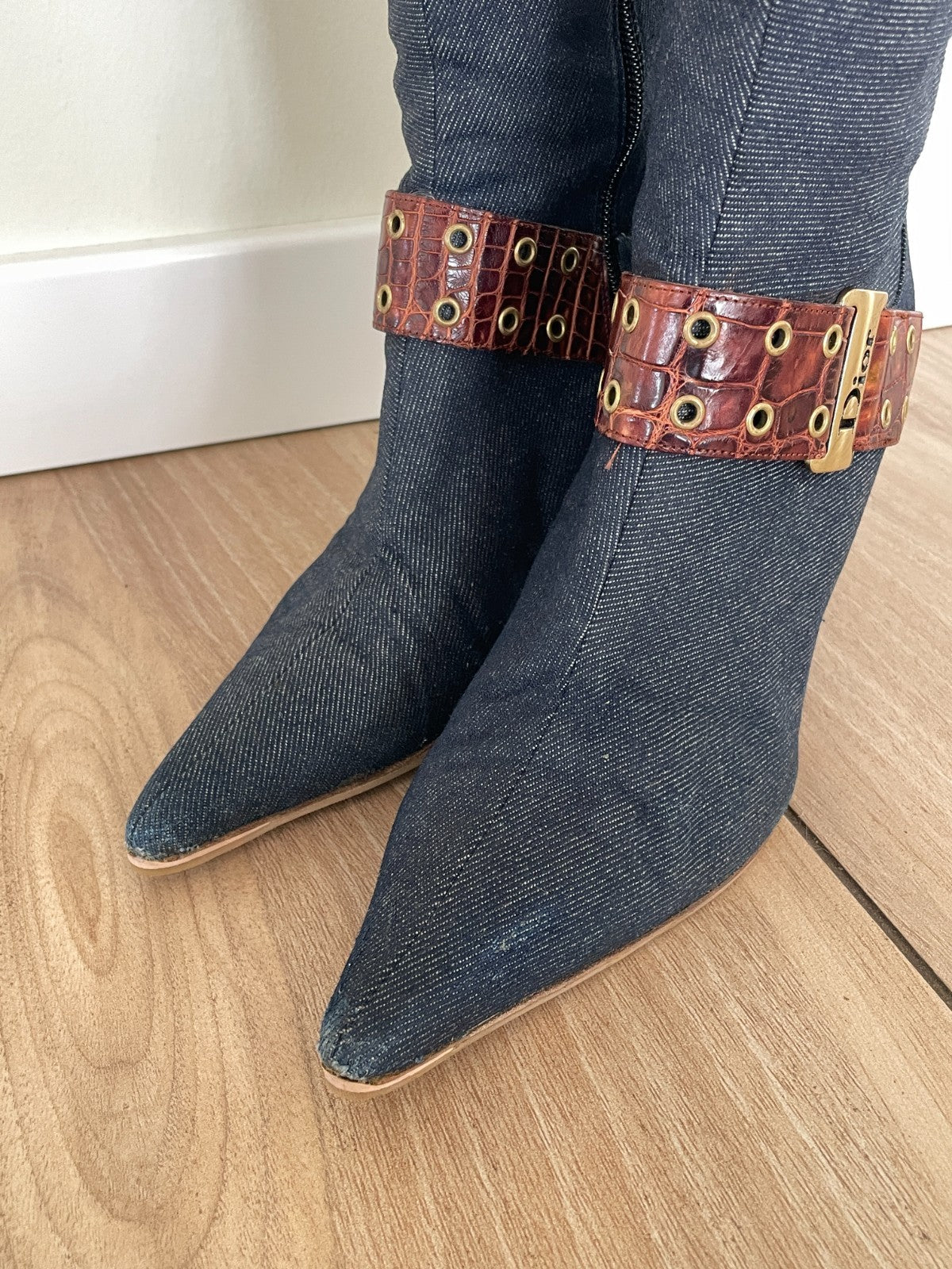 Christian Dior by John Galliano Denim Knee Boots