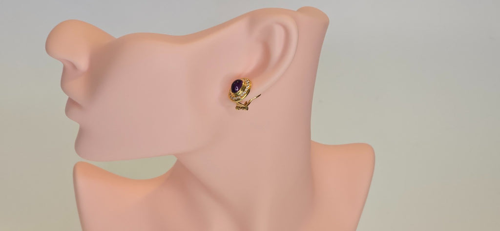 18K Amethyst and Diamond Vintage Earrings