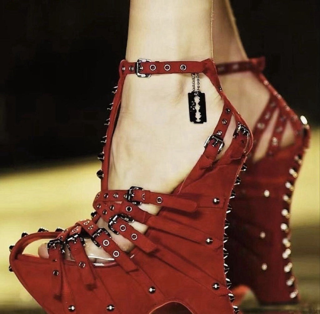Dior Vintage S/S 2003 Galliano Victim Collection Lock & Key Wedge Heels